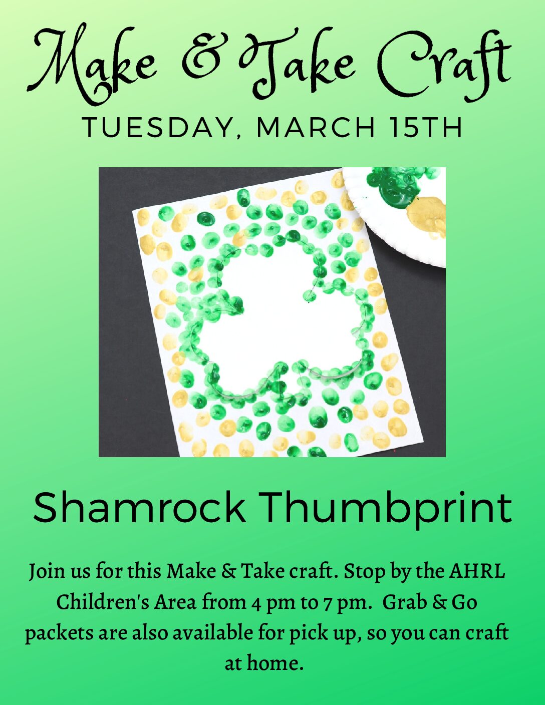 Make & Take--Tuesday, March 15th