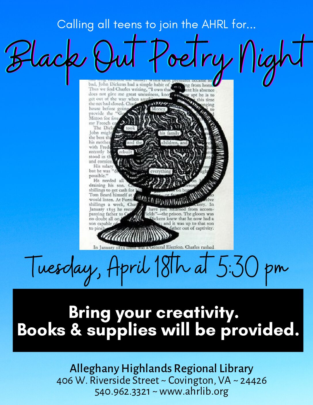 Teen Events--Black Out Poetry